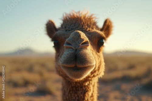 Desert Camel Portrait at Sunrise photo