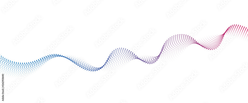 Fototapeta premium Flowing Dot Wave halftone gradient pattern on transparent background 