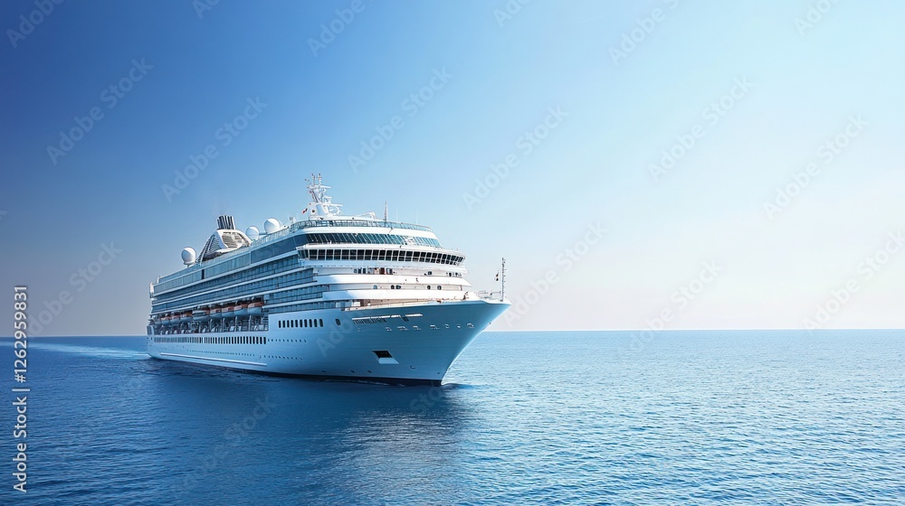 Majestic Cruise Ship Sailing on Calm Ocean Waters Majestic Cruise Ship Sailing on Calm Ocean Waters