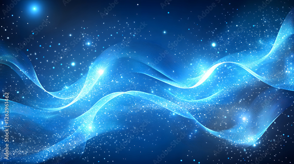 Purple waves flow through a celestial background. Purple waves flow through a celestial background.
