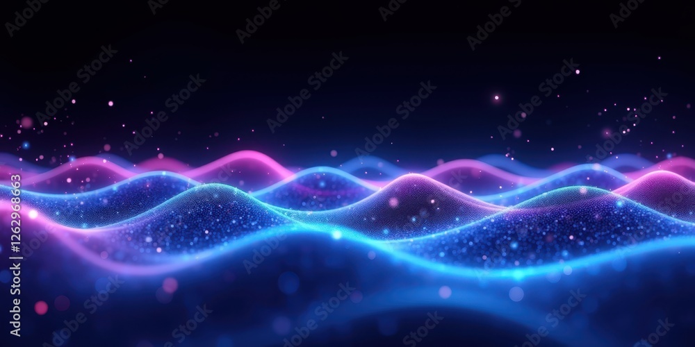 Vibrant Abstract Tech Background with Flowing Waves and Sparkles Vibrant Abstract Tech Background with Flowing Waves and Sparkles