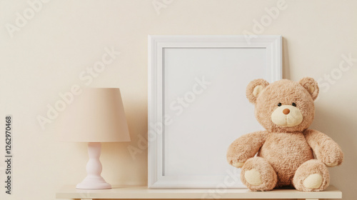 Cozy nursery decor with teddy bear and frame accents