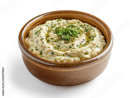 Baba Ghanoush on White Background