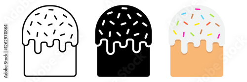 Easter cake line icon collection, easter and holiday, sweet icon set vector graphics, a linear pattern on a white background, eps 10.