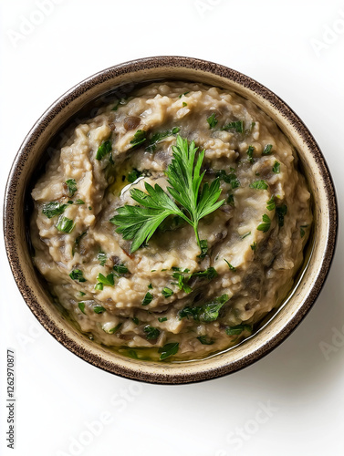 Baba Ghanoush on White Background