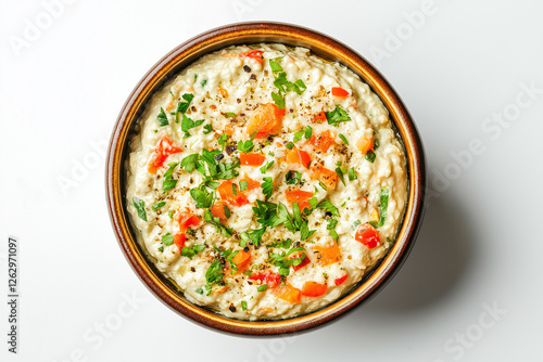 Baba Ghanoush on White Background