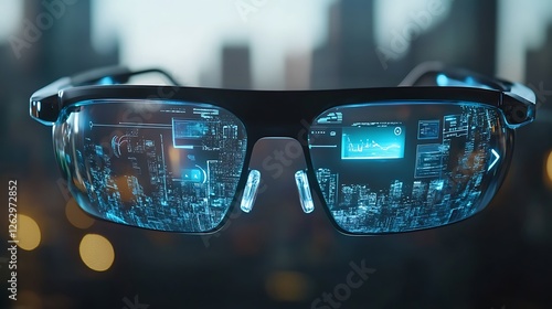 Augmented reality glasses projecting holographic data