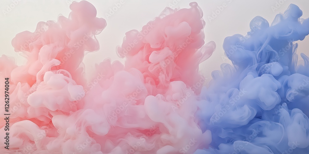 Fototapeta premium Abstract Pink And Blue Ink Swirls On White Background