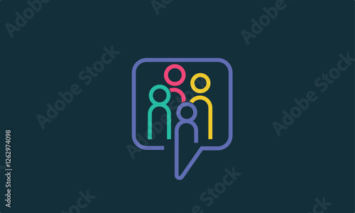 Diversity Chat design logo, people talking family together human unity chat bubble logo vector icon	

