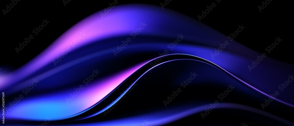 Naklejka premium Abstract Blue Purple Wave Dark Background Design art hue curve fluid 