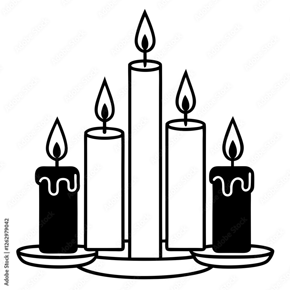 Black Candle Icon Collection | Set of Candle Icons | Vector Illustration. Black Candle Icon Collection | Set of Candle Icons | Vector Illustration.