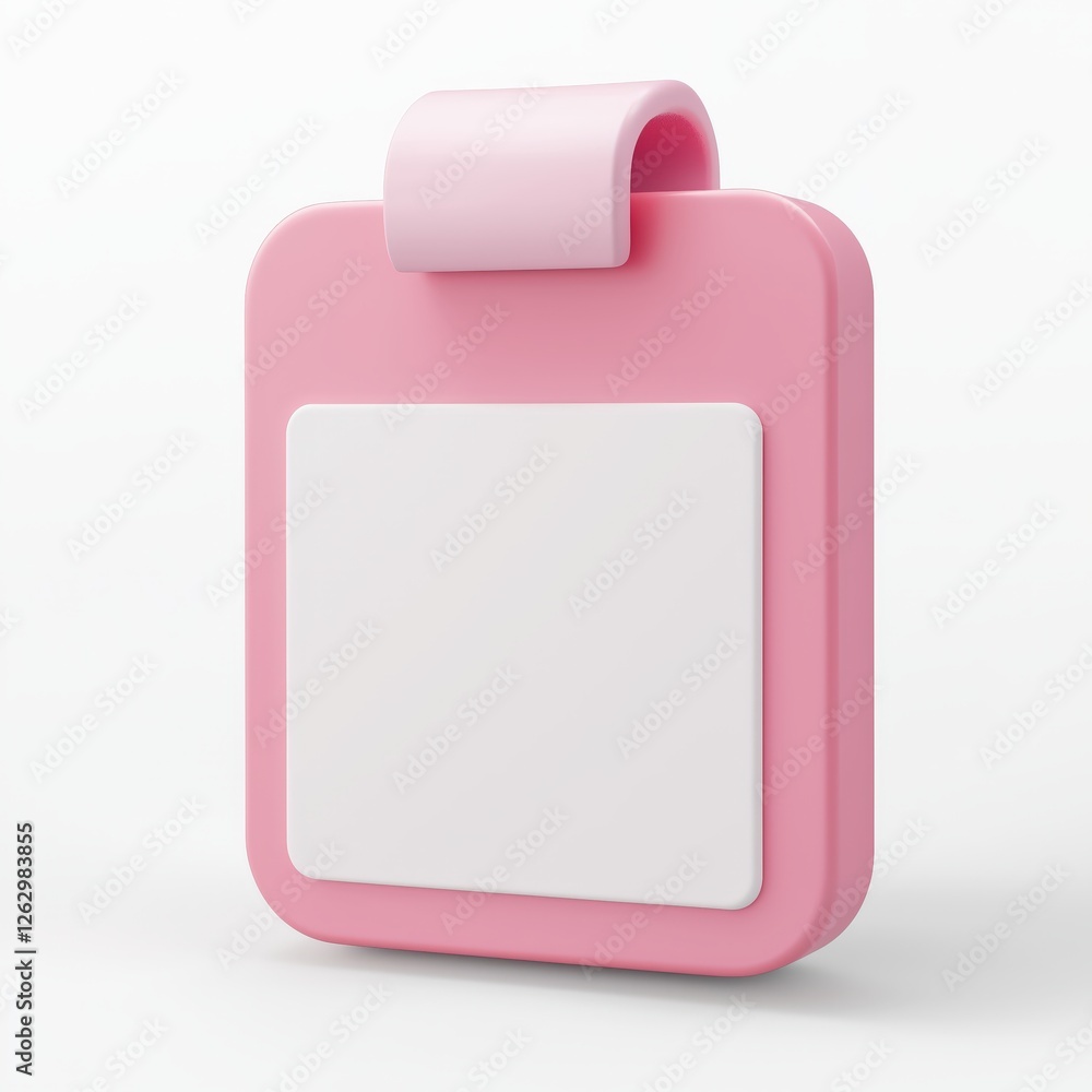Minimalist pink clipboard with a white square paper, isolated on a white background. Minimalist pink clipboard with a white square paper, isolated on a white background.