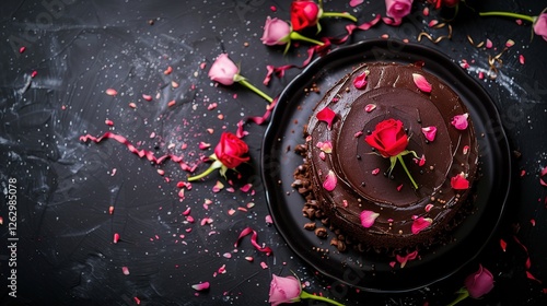 Women's Day: Immersed in the Sweet World of the Chocolate Cake Background, Paying Tribute to Women's Extraordinary Charms photo