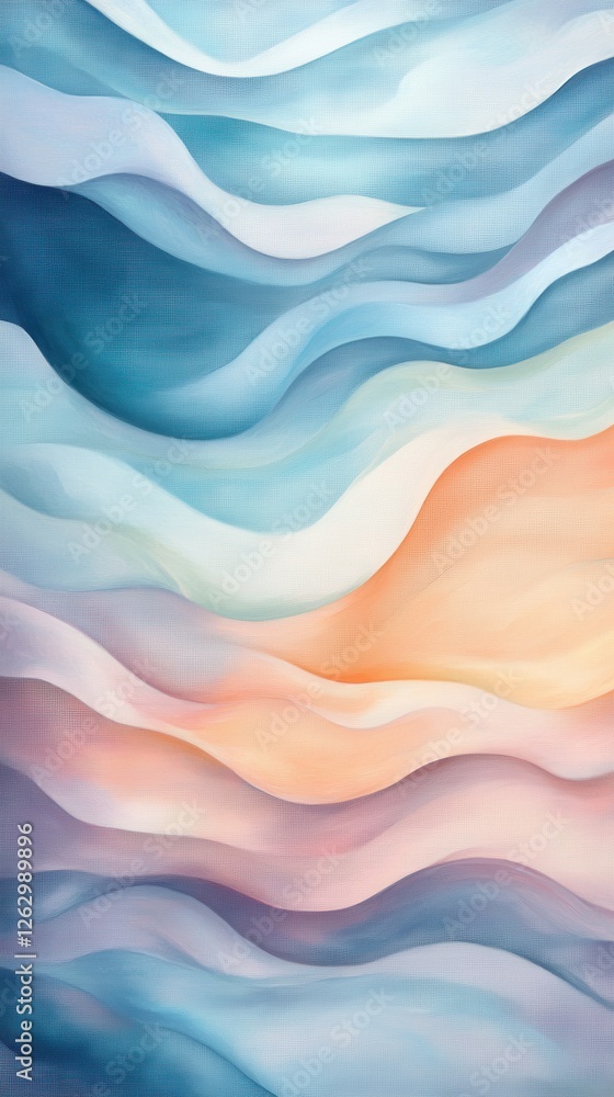 Serene Abstract Waves Hand-Painted Texture in Pastel Blues, Pinks, and Peach Tones Serene Abstract Waves Hand-Painted Texture in Pastel Blues, Pinks, and Peach Tones