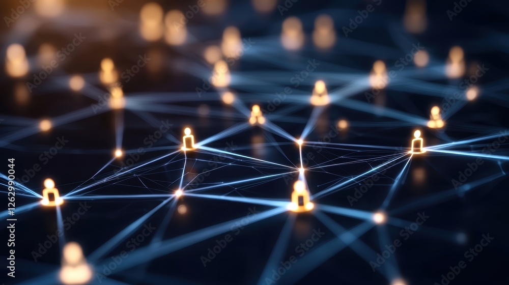 A digital network representation featuring interconnected nodes resembling people, symbolizing communication and collaboration in a technological landscape. A digital network representation featuring interconnected nodes resembling people, symbolizing communication and collaboration in a technological landscape.