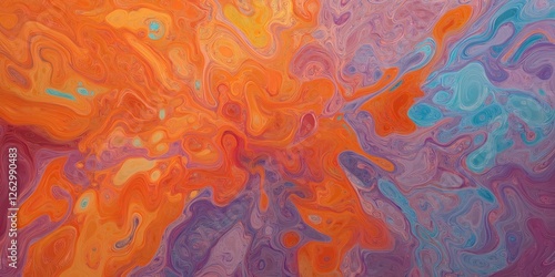 Abstract Colorful Painting With Orange Purple BlueStyle And Pattern photo