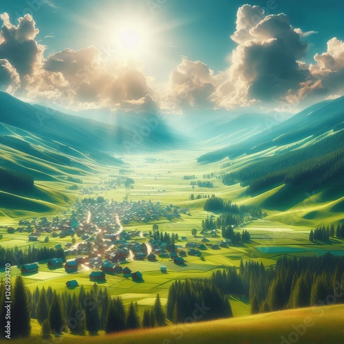 A small village in a mountain valley