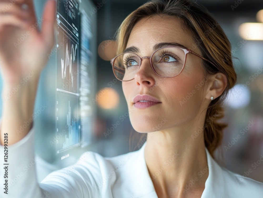 Fototapeta premium Empower your business strategy with AI insights See a Business executive using an AI-powered dashboard to track company performance metrics in real time Visualize key data, analyze trends, and make