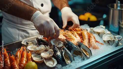 A chef preparing a fresh seafood dish, using only the finest ingredients to ensure quality.