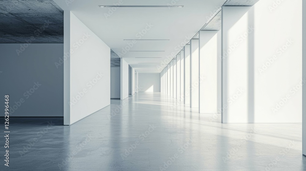 Bright Minimalist Interior Space with Natural Light and Shadows Bright Minimalist Interior Space with Natural Light and Shadows