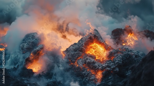 Wallpaper Mural Molten Lava Erupts From Volcanic Rocks During Eruption Torontodigital.ca