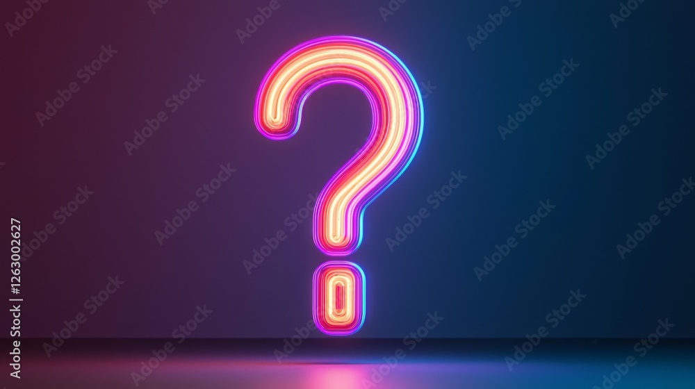 A vibrant neon question mark glows against a dark background, symbolizing curiosity and inquiry in a modern, artistic style. A vibrant neon question mark glows against a dark background, symbolizing curiosity and inquiry in a modern, artistic style.