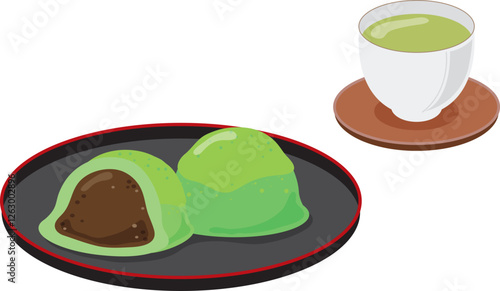 うぐいす餅とお茶