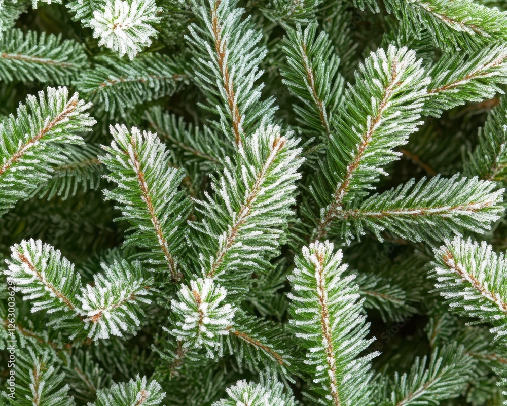 Frosted Green Spruce Branches Close-Up of Festive Holiday Evergreen Texture. Frosted Green Spruce Branches Close-Up of Festive Holiday Evergreen Texture.