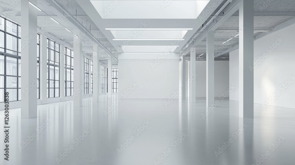 Fototapeta premium Spacious Modern Empty Room with Bright Natural Light and Clean Walls