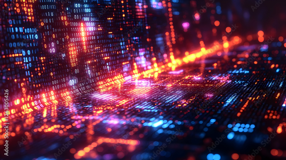 Abstract Digital Data Flow Pattern with Glowing Lines Abstract Digital Data Flow Pattern with Glowing Lines