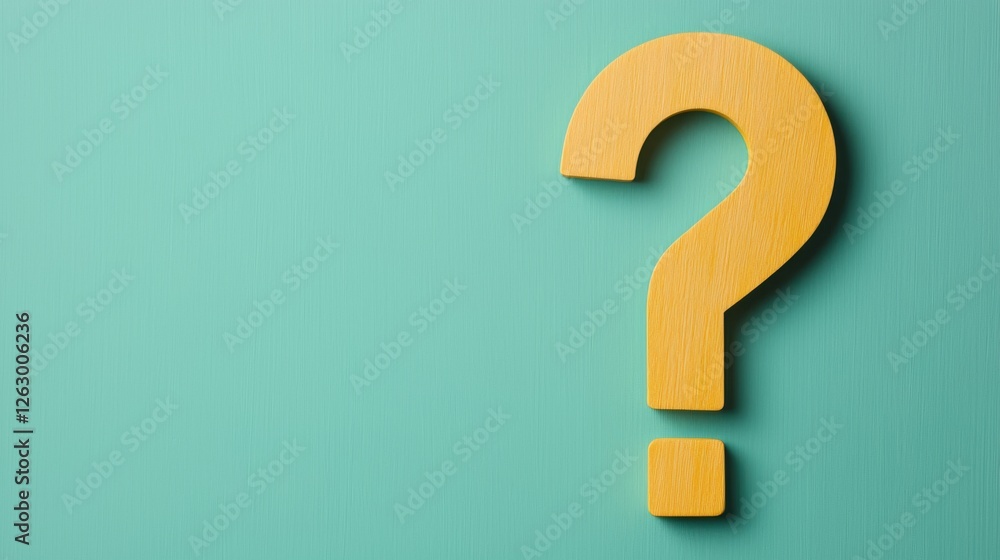 A vibrant yellow question mark on a teal background, symbolizing inquiry and curiosity. A vibrant yellow question mark on a teal background, symbolizing inquiry and curiosity.