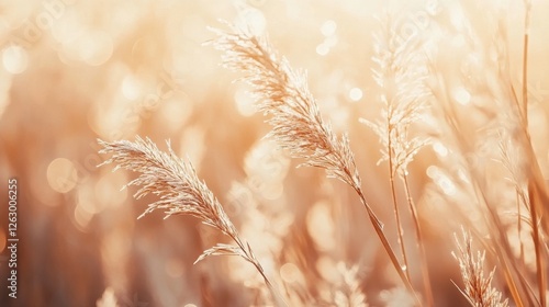 Golden Hour Pampas Grass Warm Light and Soft Bokeh Background