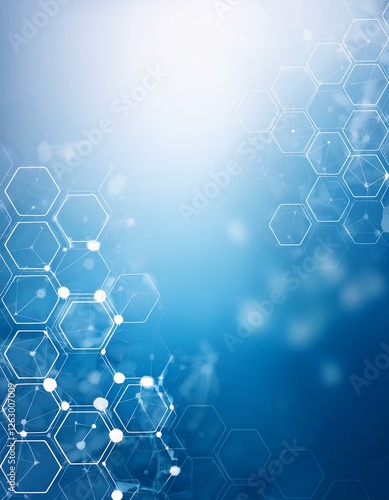 White and light blue gradient background with a molecular design, perfect for medical and scientific themes.