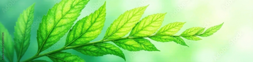 Obraz premium Intricate green leaf watercolor, delicate veins visible , photographic, subtle