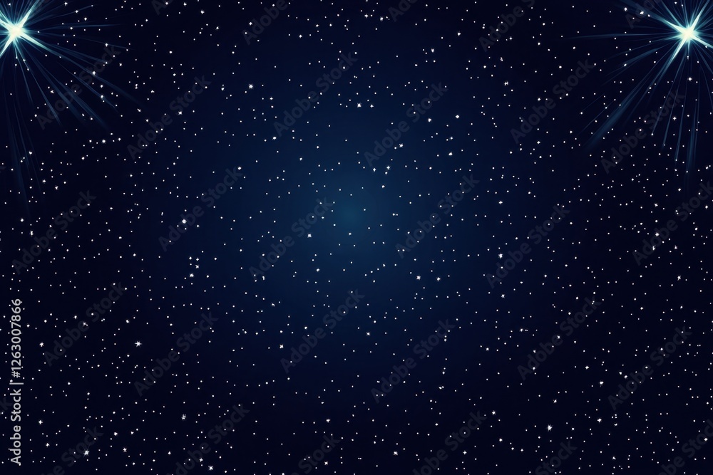 Obraz premium Night Sky Filled with Stars and Two Bright Beams of Light, Space Background
