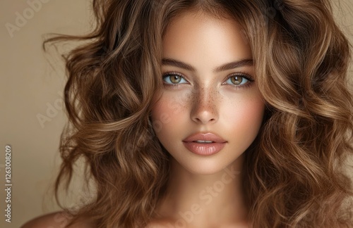 Wallpaper Mural Wavy Hair Beautiful Woman Portrait Laughing Model Smiling Fashion Beauty Glamour Editorial Style Torontodigital.ca