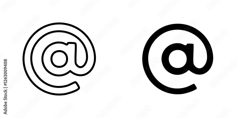 At vectors icons set in filled and strokes on white background At vectors icons set in filled and strokes on white background