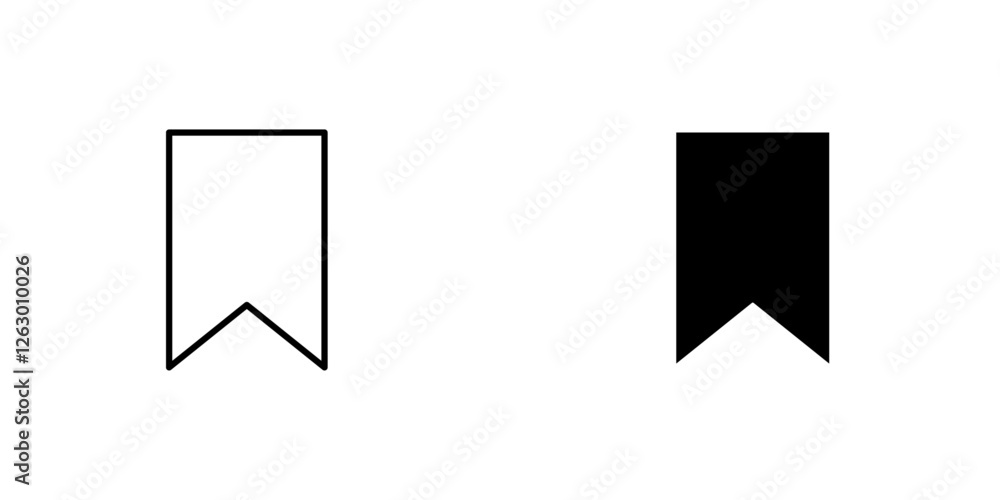 Bookmark vectors icons set in filled and strokes on white background Bookmark vectors icons set in filled and strokes on white background