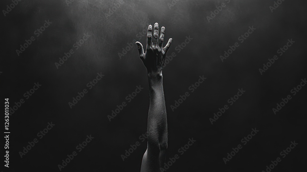 Obraz premium Reaching hand, dark smoky background, hope, faith, concept