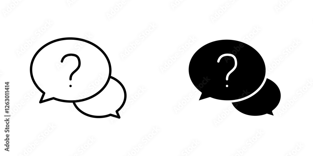 Comment question vectors icons set in filled and strokes on white background Comment question vectors icons set in filled and strokes on white background