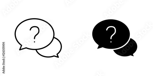 Comment question vectors icons set in filled and strokes on white background