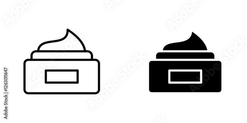 Cream vectors icons set in filled and strokes on white background