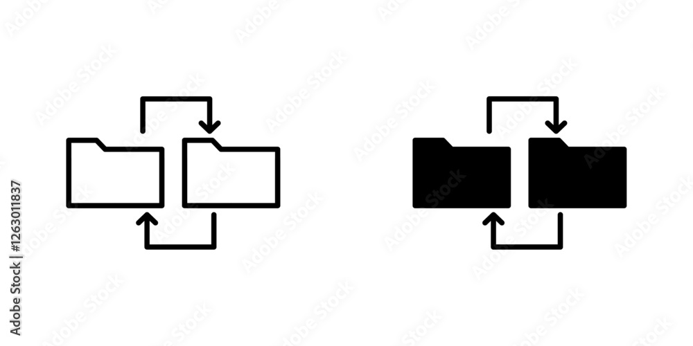 Data transfer vectors icons set in filled and strokes on white background Data transfer vectors icons set in filled and strokes on white background