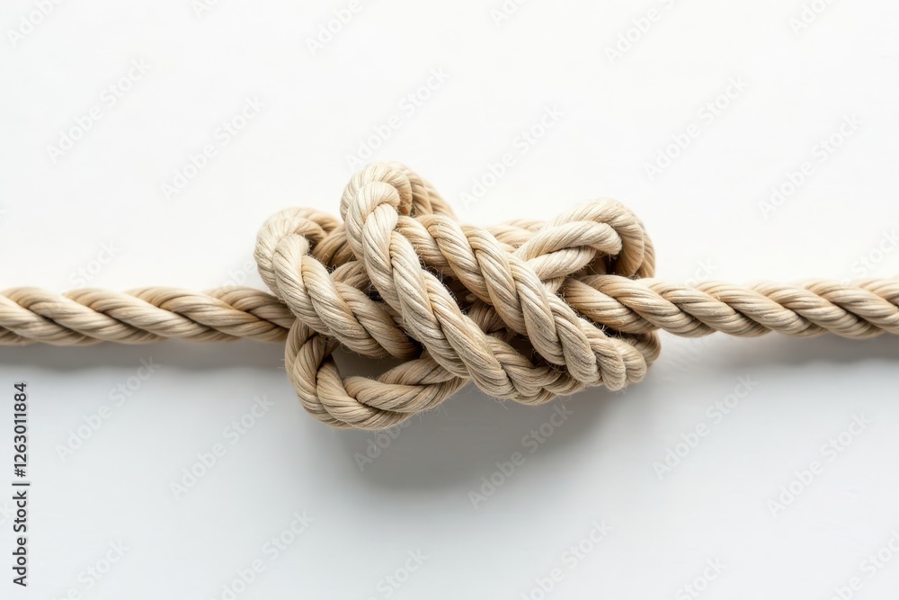 Severed rope, unraveling noose, white backdrop , image, isolated Severed rope, unraveling noose, white backdrop , image, isolated