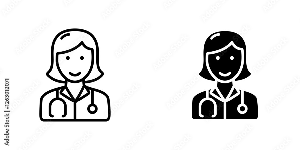 Doctor vectors icons set in filled and strokes on white background Doctor vectors icons set in filled and strokes on white background