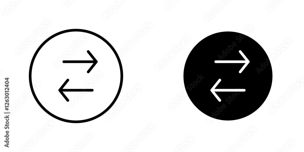 Exchange vectors icons set in filled and strokes on white background Exchange vectors icons set in filled and strokes on white background