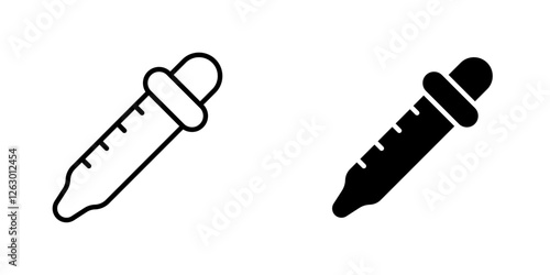 Eye dropper vectors icons set in filled and strokes on white background