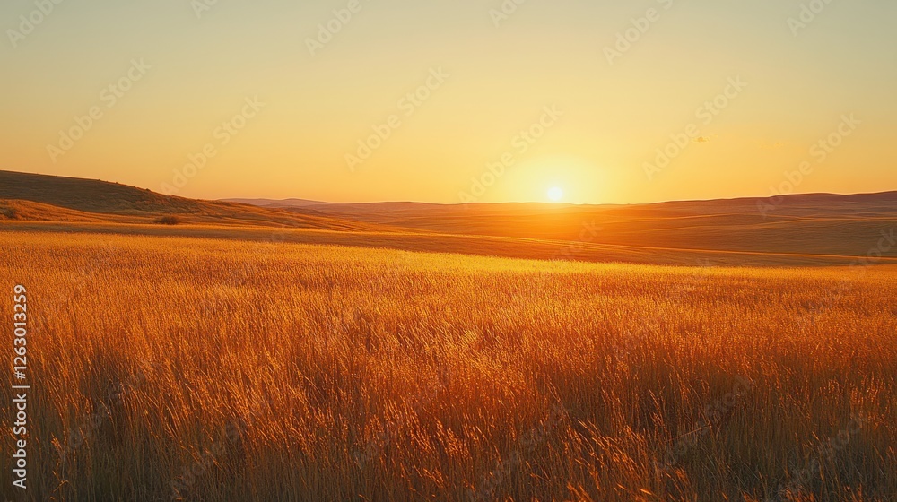 Golden wheat field at sunset with gentle winds, tall stalks, and distant horizon, evoking warmth and natural abundance. Golden wheat field at sunset with gentle winds, tall stalks, and distant horizon, evoking warmth and natural abundance.