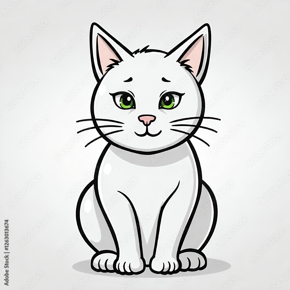 A minimalist line art icon of a cat sitting alertly, black outline on a white background. A minimalist line art icon of a cat sitting alertly, black outline on a white background.