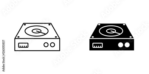 Hard Disk vectors icons set in filled and strokes on white background